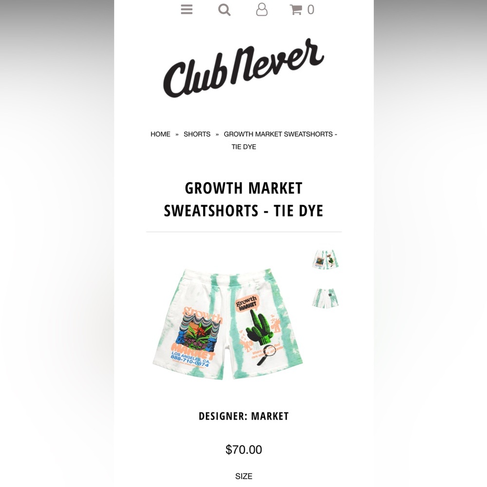 Growth Market tie die shorts in Medium